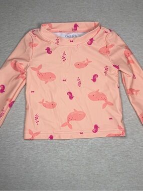 Carter's Pink Whale & Seahorse Long-Sleeve Rash Guard 9M